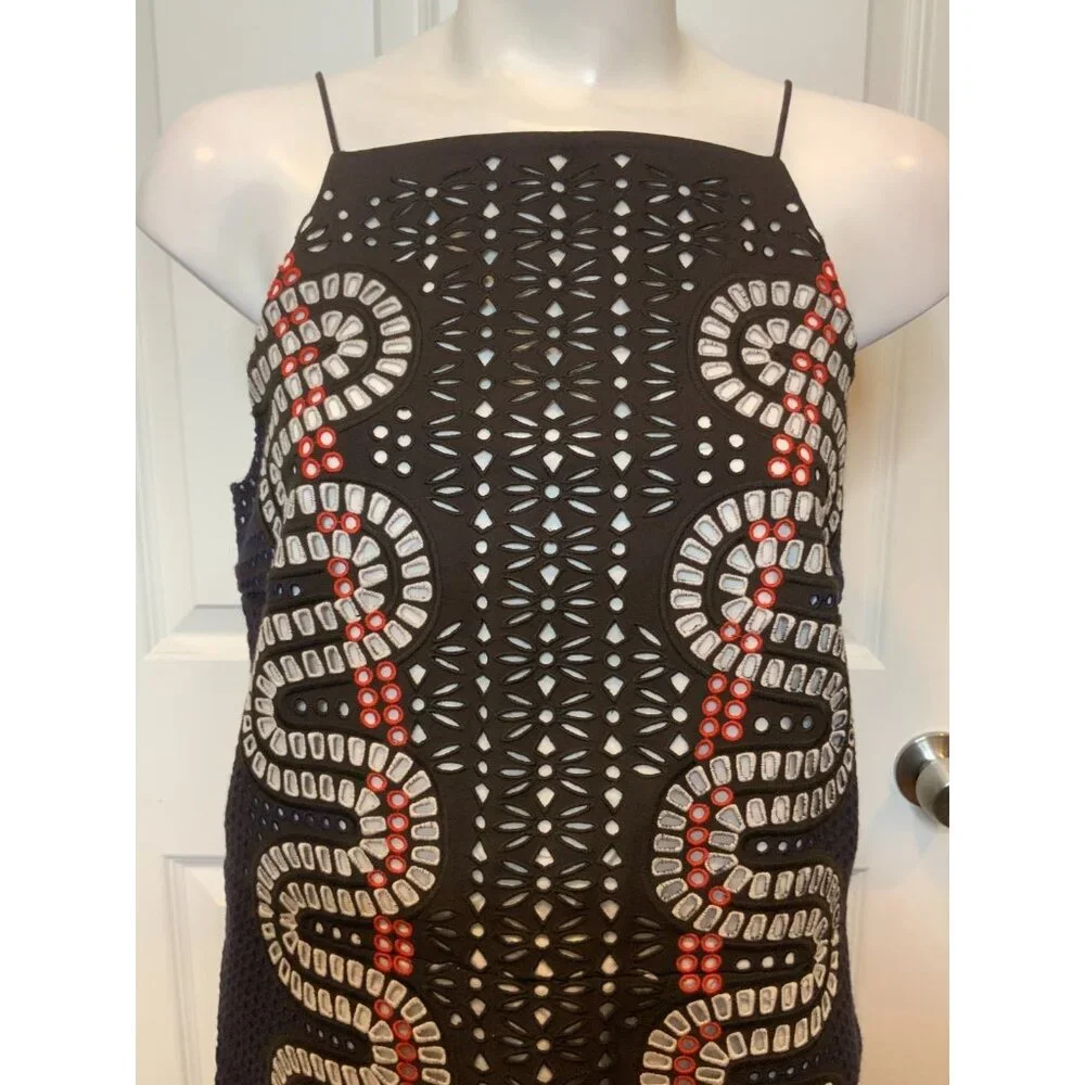 Tory Burch Runway Black Eyelet Embroidered Pencil Dress NWT $1,295, Size 6